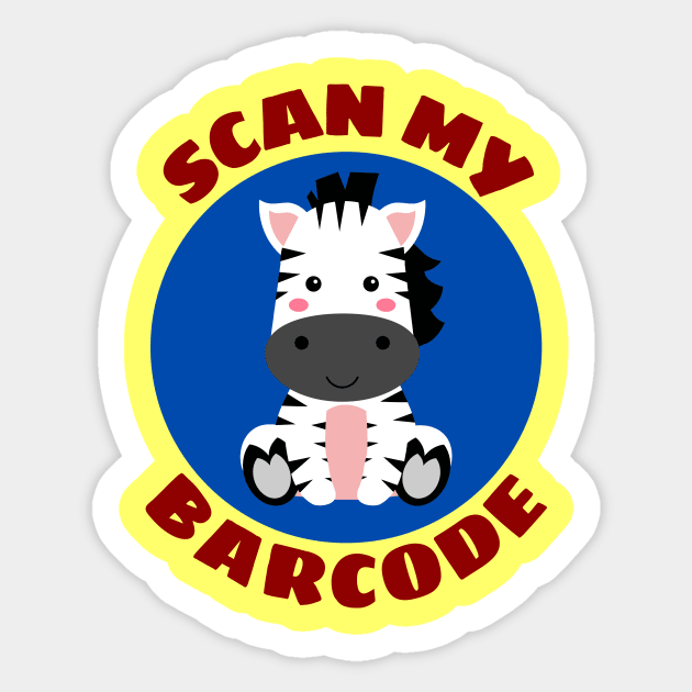 Scan My Barcode | Zebra Pun Sticker by Allthingspunny